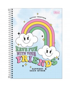 Caderno Espiral Capa Dura Colegial 1 Matéria Good Vibes 80 Folhas