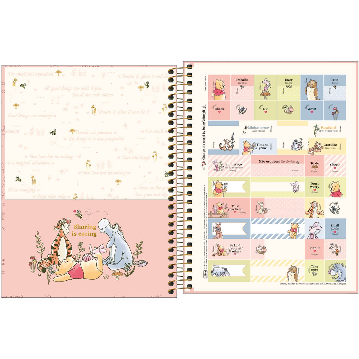 Caderno Espiral Capa Dura Colegial 1 Matéria Pooh 80 Folhas Pooh Cadernos Espiral Colegial 2263