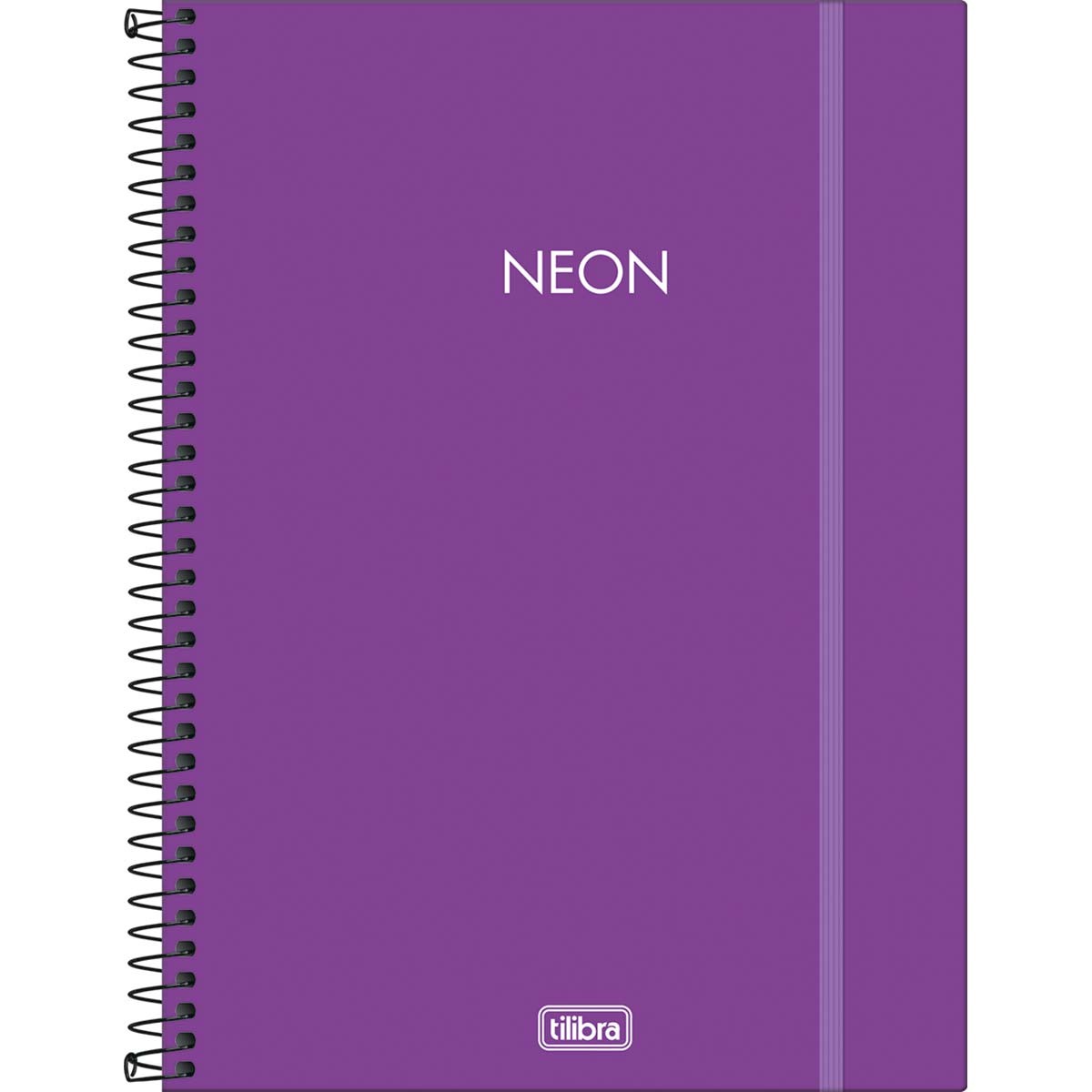 Caderno Espiral Capa Plástica Universitário 10 Matérias Neon Roxo 160 Folhas Neon Cadernos 9675