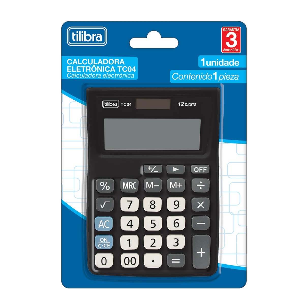 Calculadora De Bolso 12 Dígitos Grande TC04 Preta - Tilibra - Escolar ...