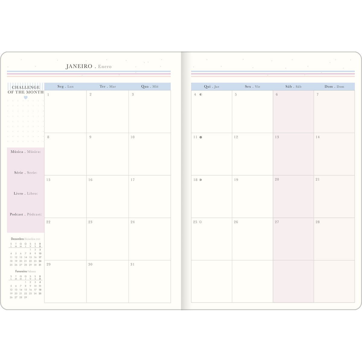 Planner Grampeado 17,8 x 25,4 cm Soho 90 G 2024 Soho Agendas