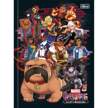 Foto ilustrativa Caderno Brochura Capa Dura Universitário Marvel Rising 80 Folhas