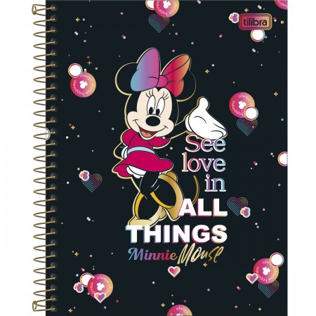 Caderno cartografia e desenho capa dura 80 folhas Disney Minnie Kawaii,  Spiral, 2373631- PT 1 UN - Escolar - Kalunga