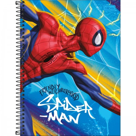 Caderno sem Espiral Grande Masculino Homem Aranha  Lister - Caderno Grande  - Homem Aranha - Spider-Man - 80 folhas - Universitário - Capa Dura  Costurado sem Espiral - 1un - Tilibra - Homem Aranha