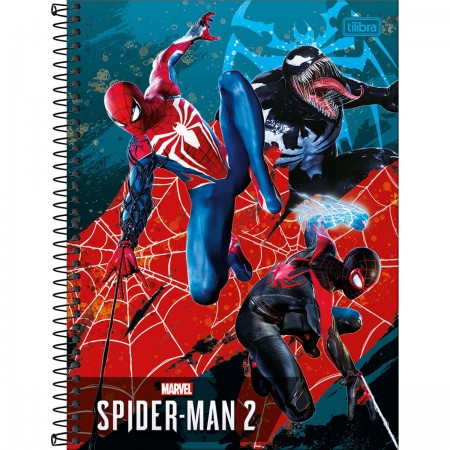 Caderno sem Espiral Grande Masculino Homem Aranha  Lister - Caderno Grande  - Homem Aranha - Spider-Man - 80 folhas - Universitário - Capa Dura  Costurado sem Espiral - 1un - Tilibra - Homem Aranha